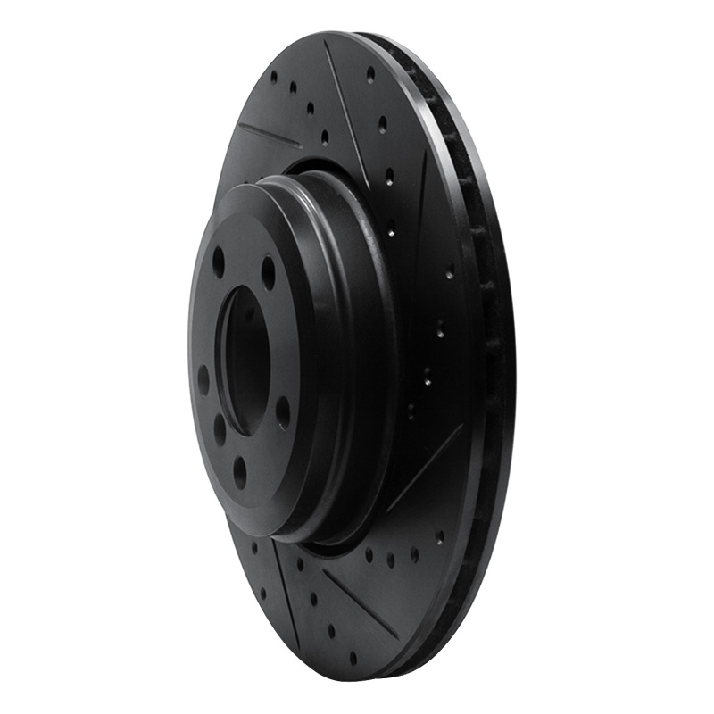 BMW 745LI Brake Rotor (1) - Rear Right - R1 Concepts - Drilled & Slotted - Black - `02-`05